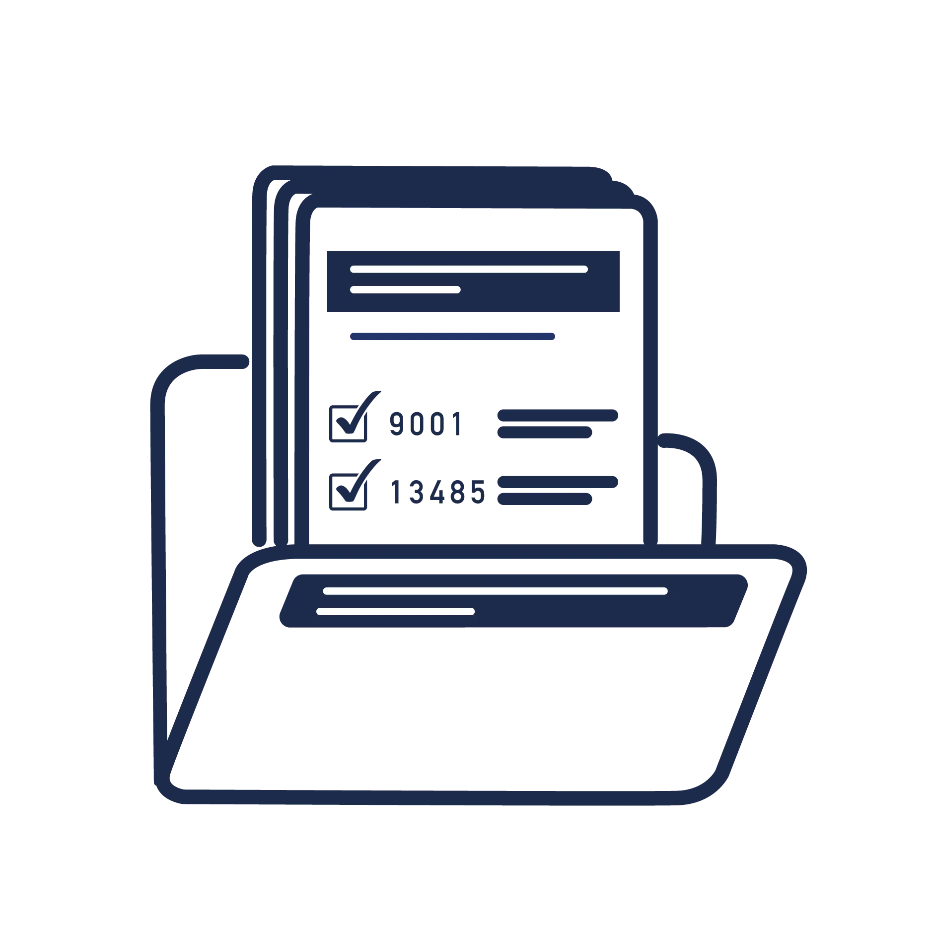 Illustration of a regulatory dossier. YSLAB maintains comprehensive regulatory dossiers for each of its products. These dossiers are submitted to and approved by our notified body prior to the market launch of our solutions.